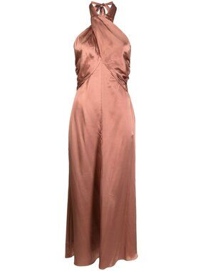 NWOT Reformation Maddison Silk Midi Dress Halter Praline Rose Pink 0
